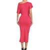 image:imageLYANER Womens One Off The Shoulder Ruched Wrap Front Split Hem Draped Party Midi DressRose Red