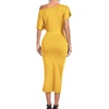 image:imageLYANER Womens One Off The Shoulder Ruched Wrap Front Split Hem Draped Party Midi DressYellow