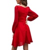 image:imageLYANER Womens Polka Dots Square Neck A line Long Sleeve Cute Swiss Dots Mini Dress Wine Red Medium