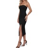 image:imageLYANER Womens Ribbed Strapless Side Slit Bodycon Dress Formal Cocktail Party MidiBlack