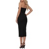 image:imageLYANER Womens Ribbed Strapless Side Slit Bodycon Dress Formal Cocktail Party MidiBlack