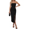 image:imageLYANER Womens Ribbed Strapless Side Slit Bodycon Dress Formal Cocktail Party MidiBlack