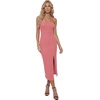 image:imageLYANER Womens Ribbed Strapless Side Slit Bodycon Dress Formal Cocktail Party MidiFlesh Pink