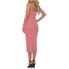 image:imageLYANER Womens Ribbed Strapless Side Slit Bodycon Dress Formal Cocktail Party MidiFlesh Pink