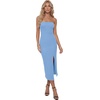 image:imageLYANER Womens Ribbed Strapless Side Slit Bodycon Dress Formal Cocktail Party MidiLight Blue