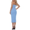 image:imageLYANER Womens Ribbed Strapless Side Slit Bodycon Dress Formal Cocktail Party MidiLight Blue