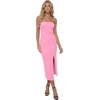 image:imageLYANER Womens Ribbed Strapless Side Slit Bodycon Dress Formal Cocktail Party MidiLight Pink