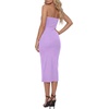 image:imageLYANER Womens Ribbed Strapless Side Slit Bodycon Dress Formal Cocktail Party MidiLight Purple