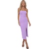 image:imageLYANER Womens Ribbed Strapless Side Slit Bodycon Dress Formal Cocktail Party MidiLight Purple