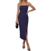 image:imageLYANER Womens Ribbed Strapless Side Slit Bodycon Dress Formal Cocktail Party MidiNavy Blue