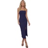 image:imageLYANER Womens Ribbed Strapless Side Slit Bodycon Dress Formal Cocktail Party MidiNavy Blue
