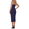 image:imageLYANER Womens Ribbed Strapless Side Slit Bodycon Dress Formal Cocktail Party MidiNavy Blue