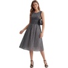 image:imageLYANER Womens Round Neck Sleeveless Smocked Ruffle A Line Casual Midi Dress with PocketsNavy Blue