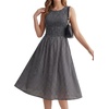image:imageLYANER Womens Round Neck Sleeveless Smocked Ruffle A Line Casual Midi Dress with PocketsNavy Blue