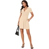 image:imageLYANER Womens Sexy Zipper Front V Neck Mini Dress Casual Low Cut Short Sleeve Ruffle A Line Short DressesDark Apricot