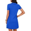 image:imageLYANER Womens Sexy Zipper Front V Neck Mini Dress Casual Low Cut Short Sleeve Ruffle A Line Short DressesLight Royal Blue