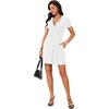 image:imageLYANER Womens Sexy Zipper Front V Neck Mini Dress Casual Low Cut Short Sleeve Ruffle A Line Short DressesWhite