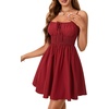 image:imageLYANER Womens Shirred Ruffle A Line Spaghetti Strap Sleeveless Mini Slip Dress Wine Red Large
