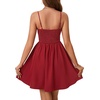 image:imageLYANER Womens Shirred Ruffle A Line Spaghetti Strap Sleeveless Mini Slip Dress Wine Red Large