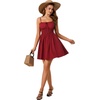 image:imageLYANER Womens Shirred Ruffle A Line Spaghetti Strap Sleeveless Mini Slip Dress Wine Red Large