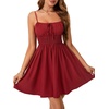 image:imageLYANER Womens Shirred Ruffle A Line Spaghetti Strap Sleeveless Mini Slip Dress Wine Red Large