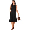 image:imageLYANER Womens Sleeveless Dress Crewneck A Line Loose Beach Midi Tank Dresses with PocketsBlack