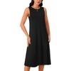 image:imageLYANER Womens Sleeveless Dress Crewneck A Line Loose Beach Midi Tank Dresses with PocketsBlack