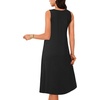 image:imageLYANER Womens Sleeveless Dress Crewneck A Line Loose Beach Midi Tank Dresses with PocketsBlack