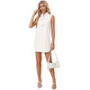 image:imageLYANER Womens Sleeveless Tie Knot Mock Neck Buttons Down Work Offic Mini Tank DressPure White