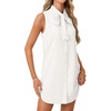 image:imageLYANER Womens Sleeveless Tie Knot Mock Neck Buttons Down Work Offic Mini Tank DressPure White
