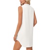 image:imageLYANER Womens Sleeveless Tie Knot Mock Neck Buttons Down Work Offic Mini Tank DressPure White