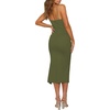image:imageLYANER Womens Spaghetti Straps Split Slit Hem Sleeveless Bodycon Cocktail Party Midi DressArmy Green