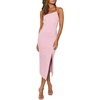 image:imageLYANER Womens Spaghetti Straps Split Slit Hem Sleeveless Bodycon Cocktail Party Midi DressBaby Pink