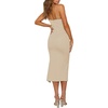 image:imageLYANER Womens Spaghetti Straps Split Slit Hem Sleeveless Bodycon Cocktail Party Midi DressBeige