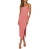 image:imageLYANER Womens Spaghetti Straps Split Slit Hem Sleeveless Bodycon Cocktail Party Midi DressCoral Pink
