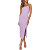 image:imageLYANER Womens Spaghetti Straps Split Slit Hem Sleeveless Bodycon Cocktail Party Midi DressLight Purple