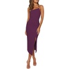 image:imageLYANER Womens Spaghetti Straps Split Slit Hem Sleeveless Bodycon Cocktail Party Midi DressViolet
