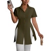 image:imageLYANER Womens Split Shirt Dress Collar V Neck Button Down Short Sleeve Sexy Mini Shirt DressesArmy Green