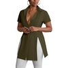 image:imageLYANER Womens Split Shirt Dress Collar V Neck Button Down Short Sleeve Sexy Mini Shirt DressesArmy Green