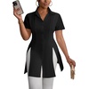 image:imageLYANER Womens Split Shirt Dress Collar V Neck Button Down Short Sleeve Sexy Mini Shirt DressesBlack