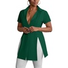 image:imageLYANER Womens Split Shirt Dress Collar V Neck Button Down Short Sleeve Sexy Mini Shirt DressesDark Green