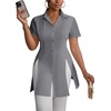 image:imageLYANER Womens Split Shirt Dress Collar V Neck Button Down Short Sleeve Sexy Mini Shirt DressesGray
