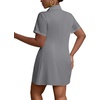 image:imageLYANER Womens Split Shirt Dress Collar V Neck Button Down Short Sleeve Sexy Mini Shirt DressesGray