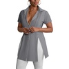 image:imageLYANER Womens Split Shirt Dress Collar V Neck Button Down Short Sleeve Sexy Mini Shirt DressesGray