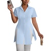 image:imageLYANER Womens Split Shirt Dress Collar V Neck Button Down Short Sleeve Sexy Mini Shirt DressesLight Blue