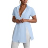 image:imageLYANER Womens Split Shirt Dress Collar V Neck Button Down Short Sleeve Sexy Mini Shirt DressesLight Blue