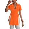 image:imageLYANER Womens Split Shirt Dress Collar V Neck Button Down Short Sleeve Sexy Mini Shirt DressesOrange