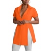 image:imageLYANER Womens Split Shirt Dress Collar V Neck Button Down Short Sleeve Sexy Mini Shirt DressesOrange