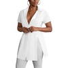 image:imageLYANER Womens Split Shirt Dress Collar V Neck Button Down Short Sleeve Sexy Mini Shirt DressesWhite