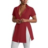 image:imageLYANER Womens Split Shirt Dress Collar V Neck Button Down Short Sleeve Sexy Mini Shirt DressesWine Red